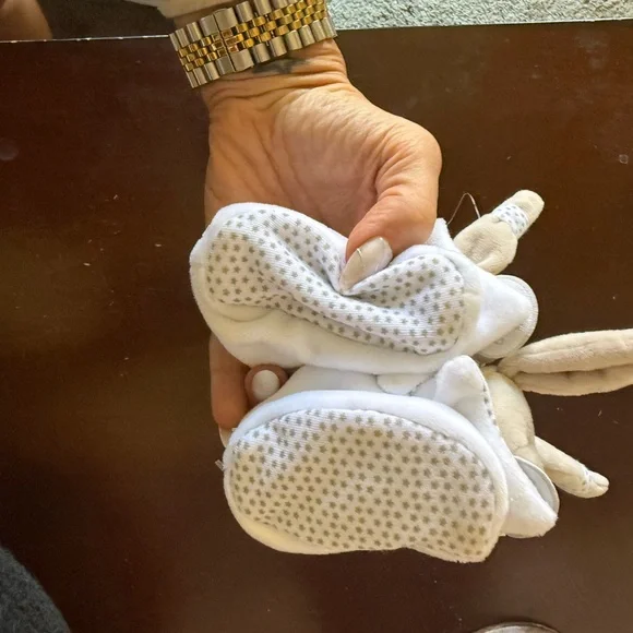 Infant Cream and White Plush Bear Slippers - Picture 2 of 8